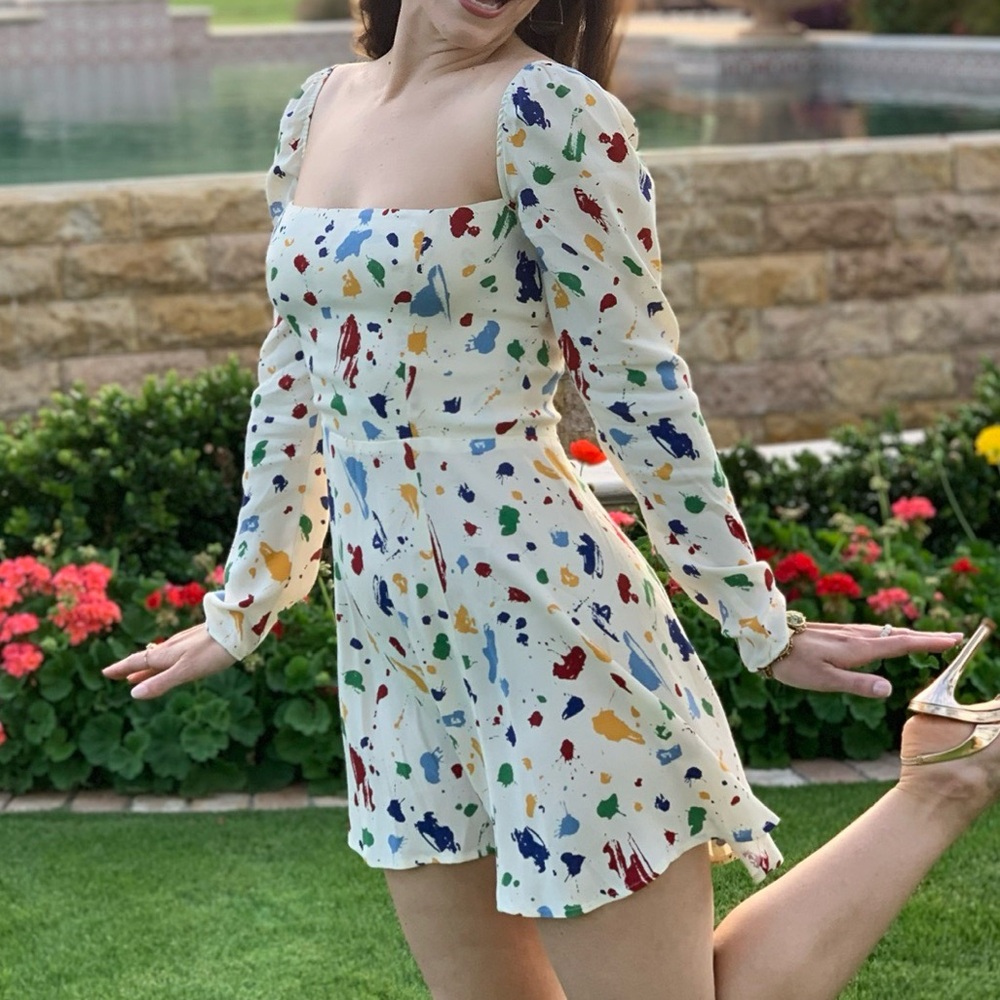 Reformation Splatter Print Dress XS